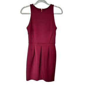 Dynamite Sleeveless Burgundy Dress with Gold Detail Zipper, XS